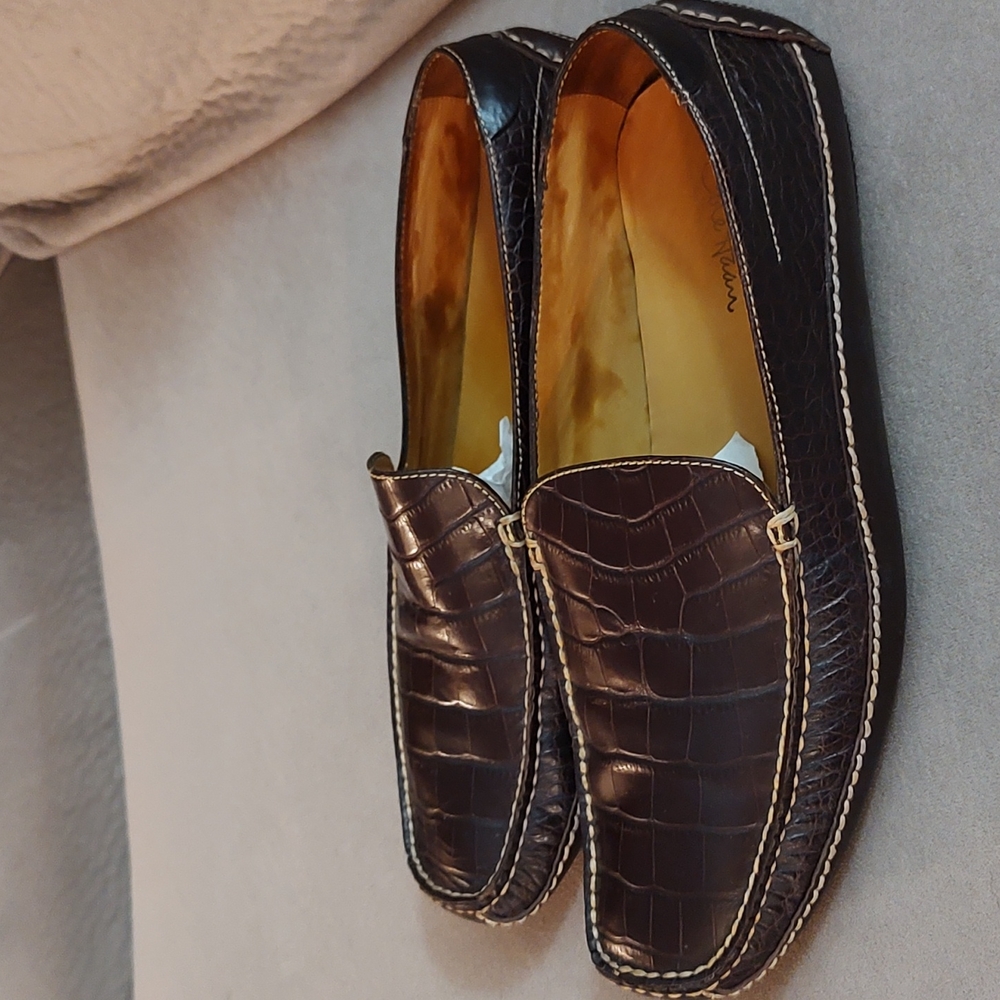 Cole Haan SZ 11.5 Paseo II Slip On Drk Brwn Croc Emb